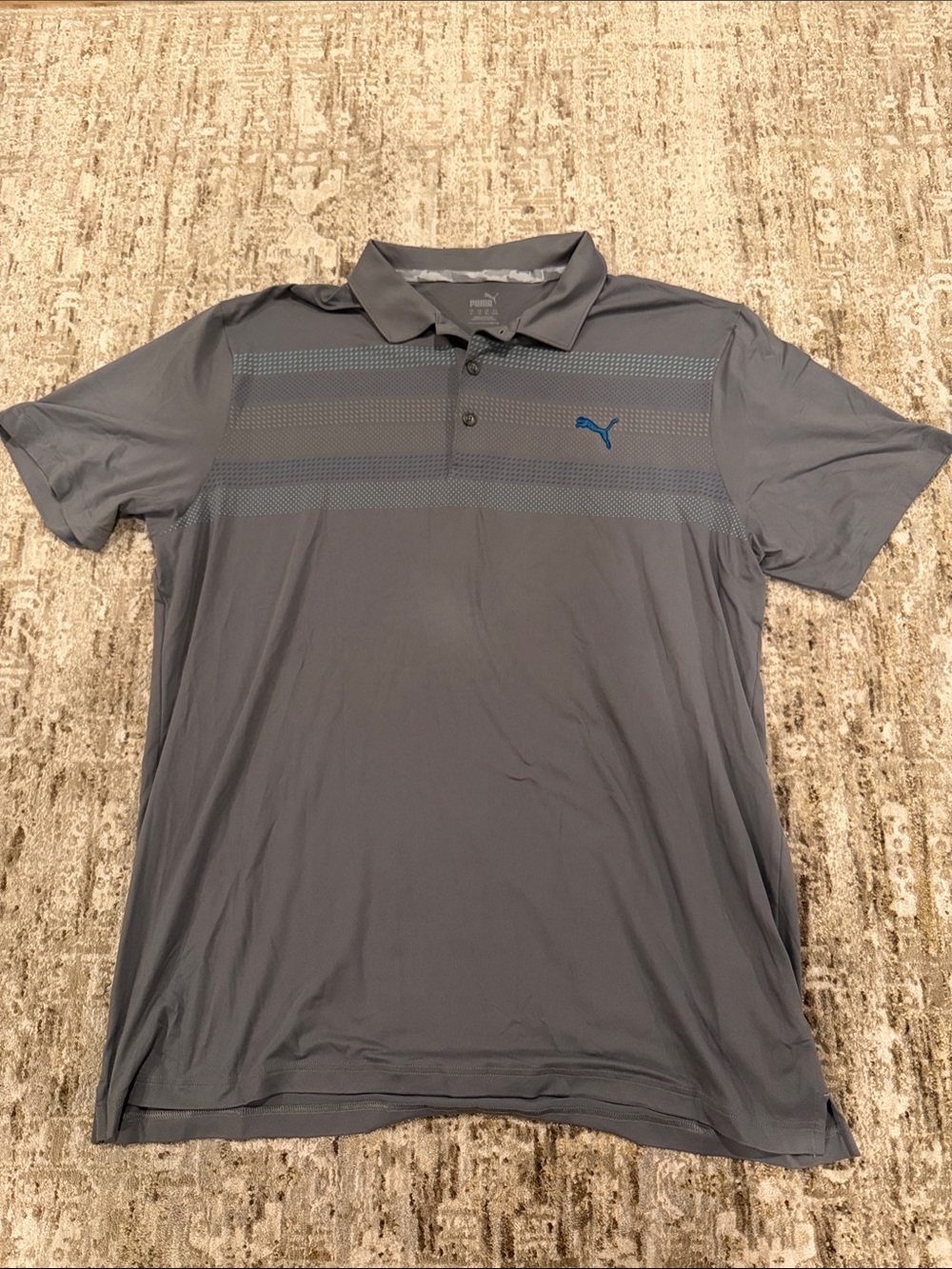 Puma Men's Slate Gray Polo with Teal Logo